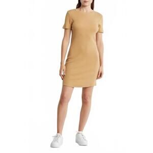 Melrose & Market Short Sleeve Crewneck Mini Dress Tan XL